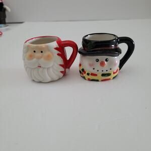 Holiday Cheer: Santa and Snowman Head Mugs - Set of 2